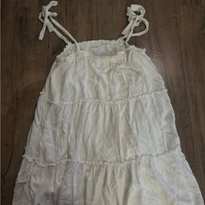 White LELIS babydoll dress with ruffles and tie straps